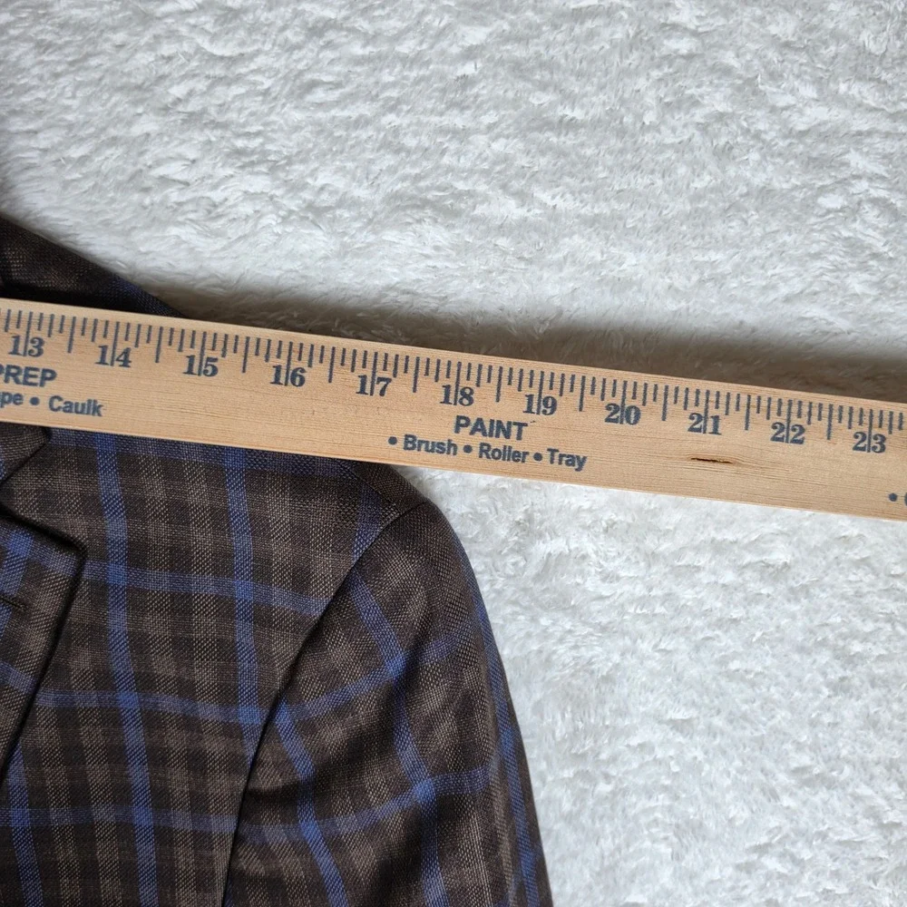 Hart Schaffner Marx Sport Coat Mens 38S Brown Blue Wool Plaid L/S Button up